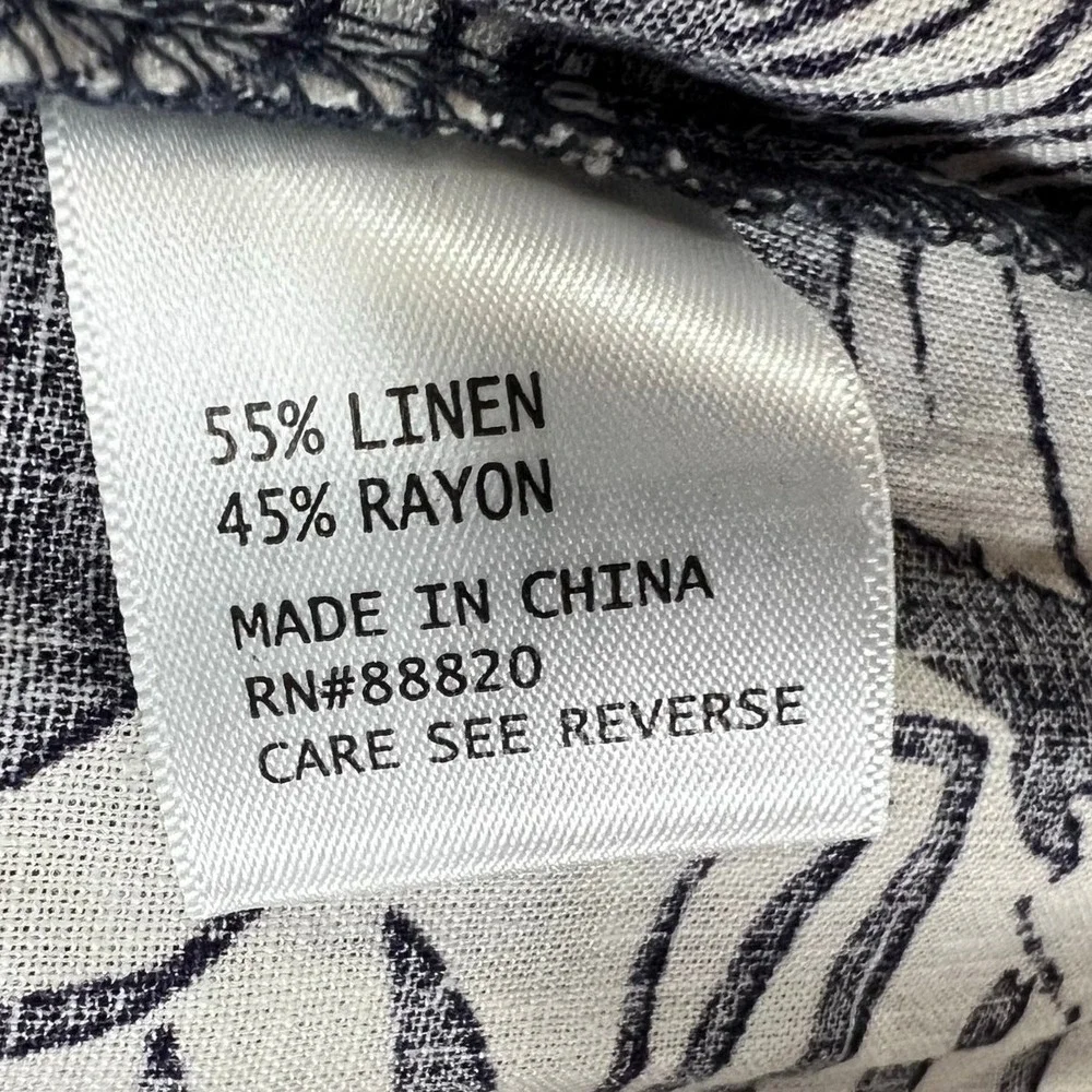 Nicole Miller Wrap Skirt XS Blue White Linen Blend Seashell Coconut Girl Resort - Picture 13 of 15